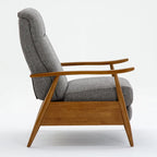 Wood Arm Push Back Recliner - Performance Fabric - Chestnut Brown - 42.5"H x 30"W x 34"D - Modern Living Room