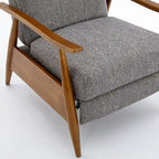 Wood Arm Push Back Recliner - Performance Fabric - Chestnut Brown - 42.5"H x 30"W x 34"D - Modern Living Room