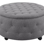 Grey Round Storage Ottoman Set of 5 - 36"L x 36"D x 19"H - 250lbs Capacity - Reversible Tray Top