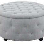 Grey Round Storage Ottoman Set of 5 - 36"L x 36"D x 19"H - 250lbs Capacity - Reversible Tray Top