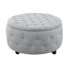 Grey Round Storage Ottoman Set of 5 - 36"L x 36"D x 19"H - 250lbs Capacity - Reversible Tray Top