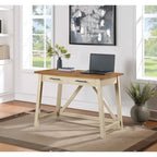 Rustic Writing Desk with 2 Drawers - 42" Work Surface - Acacia Wood - Two-Tone Finish - Home Office