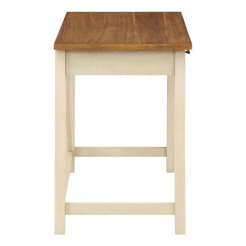 Rustic Writing Desk with 2 Drawers - 42" Work Surface - Acacia Wood - Two-Tone Finish - Home Office