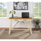 Rustic Writing Desk with 2 Drawers - 42" Work Surface - Acacia Wood - Two-Tone Finish - Home Office