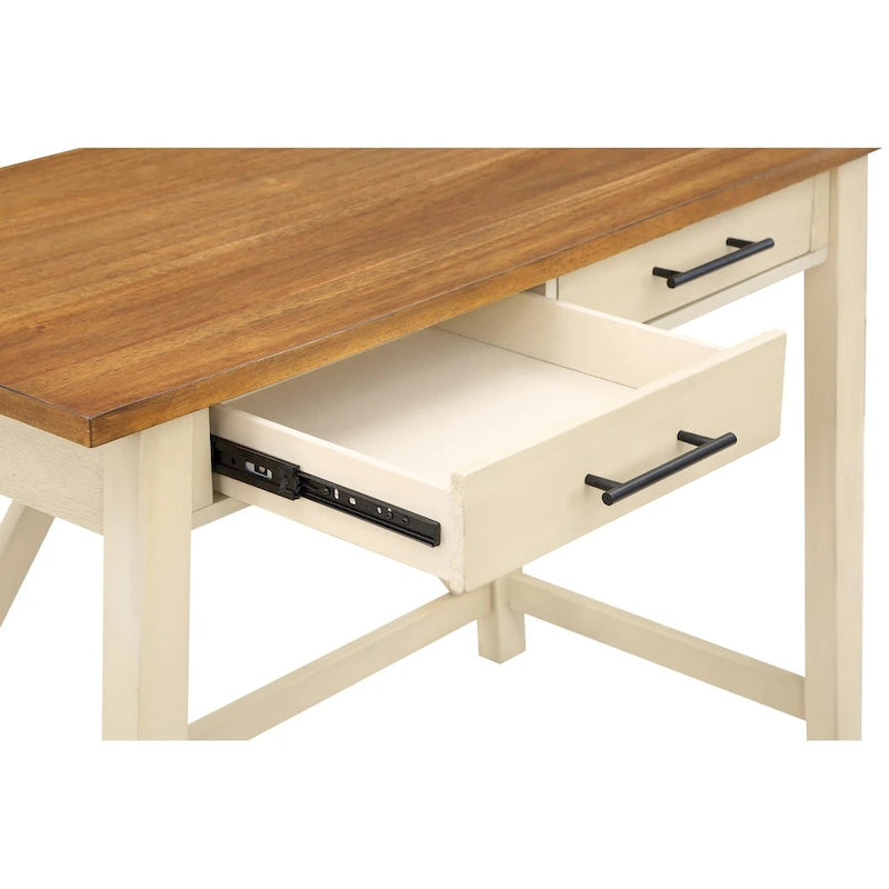 Rustic Writing Desk with 2 Drawers - 42" Work Surface - Acacia Wood - Two-Tone Finish - Home Office