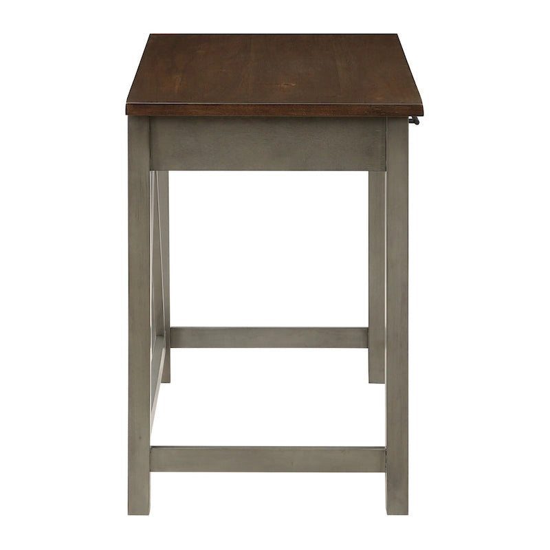 Rustic Writing Desk with 2 Drawers - 42" Work Surface - Acacia Wood - Two-Tone Finish - Home Office