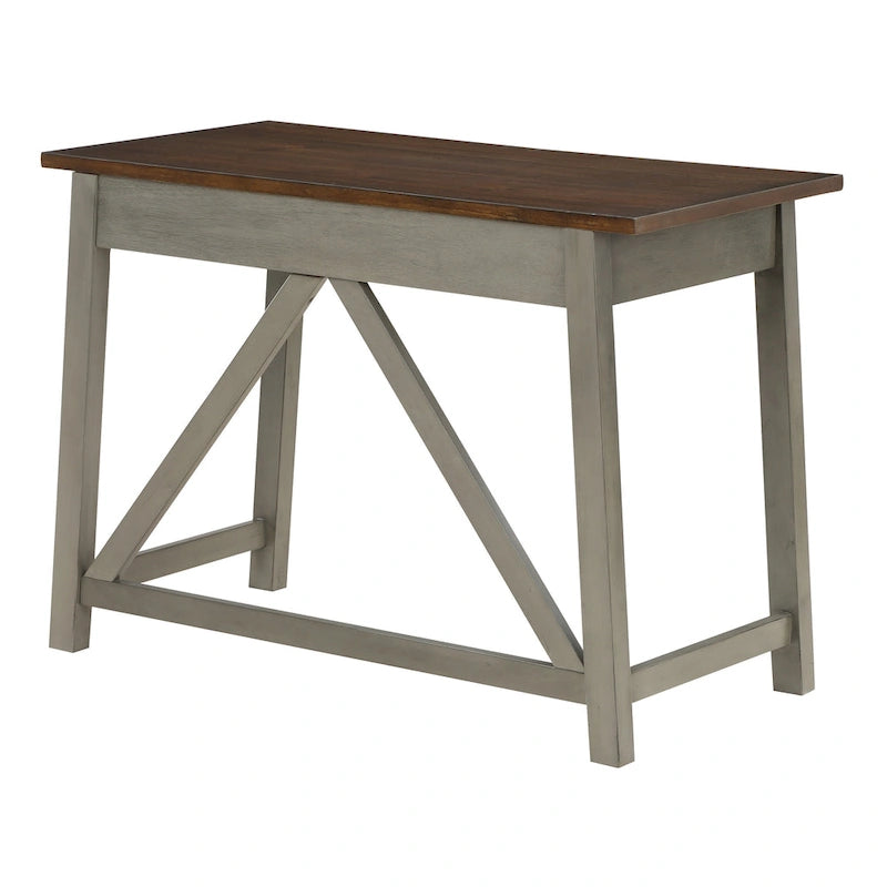Rustic Writing Desk with 2 Drawers - 42" Work Surface - Acacia Wood - Two-Tone Finish - Home Office