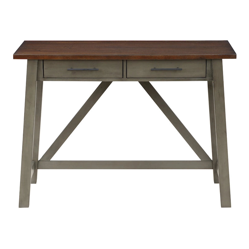 Rustic Writing Desk with 2 Drawers - 42" Work Surface - Acacia Wood - Two-Tone Finish - Home Office