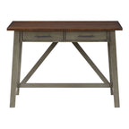 Rustic Writing Desk with 2 Drawers - 42" Work Surface - Acacia Wood - Two-Tone Finish - Home Office