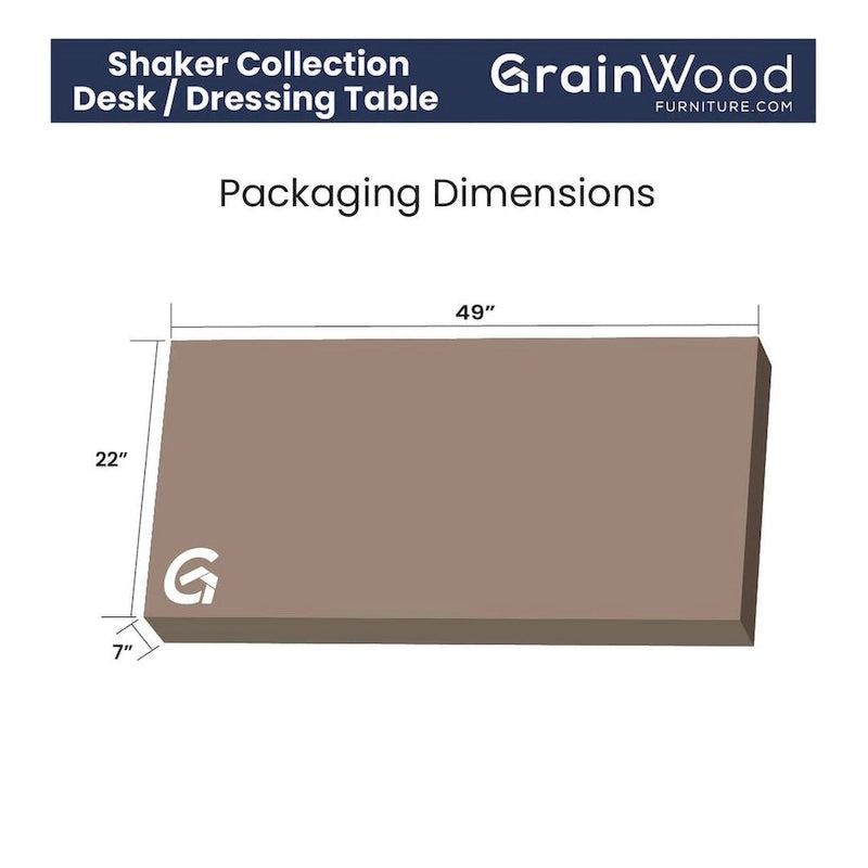 Solid Pine Wood Shaker Desk 44"W x 31"H - Multi-Purpose Writing Table with Drawer - Natural Finish