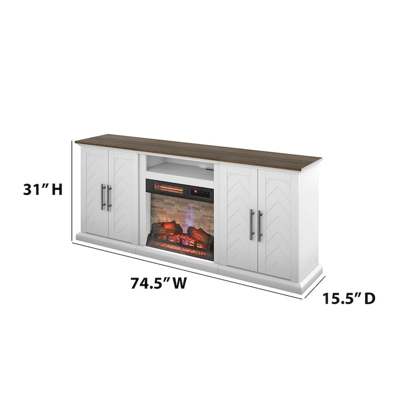 TV Stand for TVs up to 80 with Electric Fireplace and USB Charging Ports