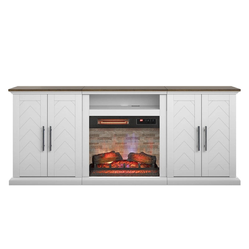 TV Stand for TVs up to 80 with Electric Fireplace and USB Charging Ports