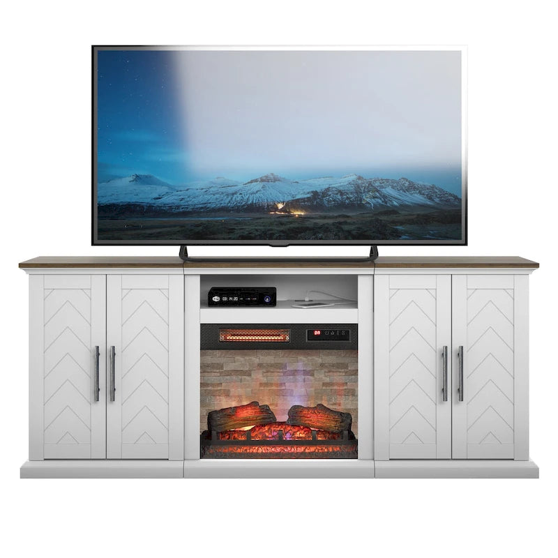 TV Stand for TVs up to 80 with Electric Fireplace and USB Charging Ports