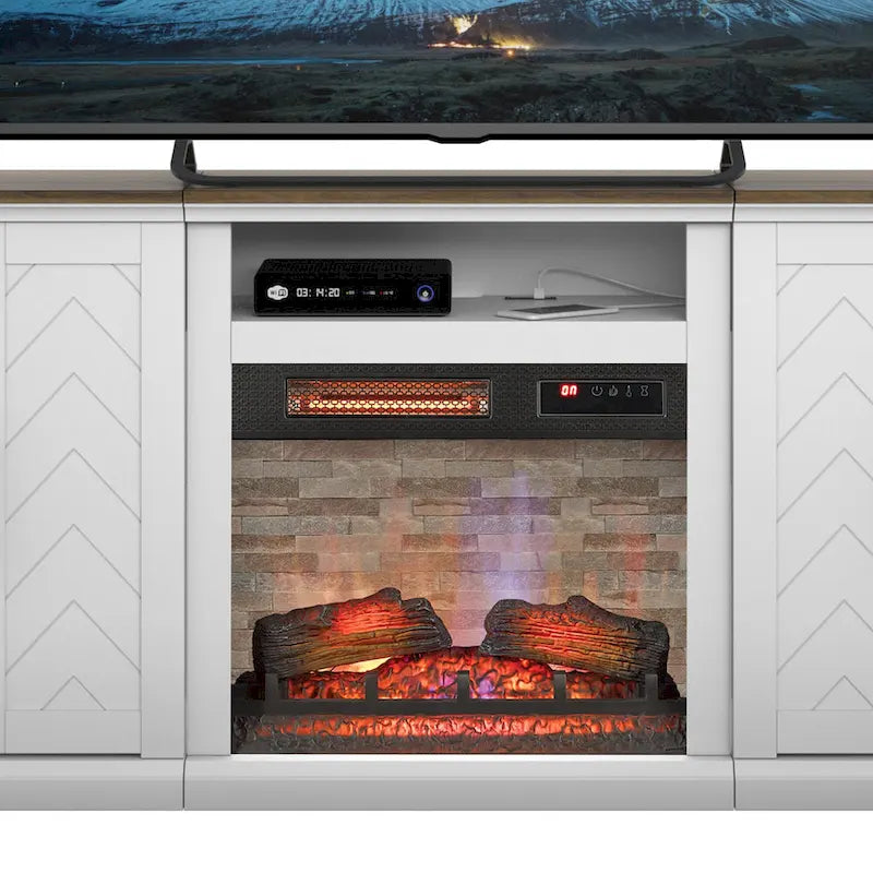 TV Stand for TVs up to 80 with Electric Fireplace and USB Charging Ports