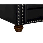 Faux Leather Loveseat Sofa with Storage - Black PU Couch 600lbs Capacity - Nailhead Trim Living Room