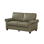Faux Leather Loveseat Sofa with Storage - Black PU Couch 600lbs Capacity - Nailhead Trim Living Room