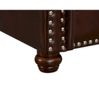 Faux Leather Loveseat Sofa with Storage - Black PU Couch 600lbs Capacity - Nailhead Trim Living Room