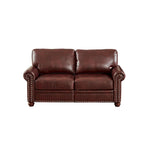 Faux Leather Loveseat Sofa with Storage - Black PU Couch 600lbs Capacity - Nailhead Trim Living Room