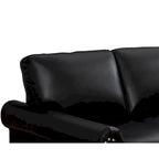 Faux Leather Loveseat Sofa with Storage - Black PU Couch 600lbs Capacity - Nailhead Trim Living Room