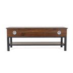 Farmhouse Entryway Bench with Hinged Lift Top Storage - 300 lbs Capacity - Metal Legs - Engineered Wood