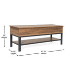 Farmhouse Entryway Bench with Hinged Lift Top Storage - 300 lbs Capacity - Metal Legs - Engineered Wood