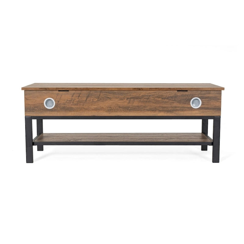 Farmhouse Entryway Bench with Hinged Lift Top Storage - 300 lbs Capacity - Metal Legs - Engineered Wood