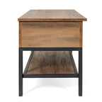 Farmhouse Entryway Bench with Hinged Lift Top Storage - 300 lbs Capacity - Metal Legs - Engineered Wood