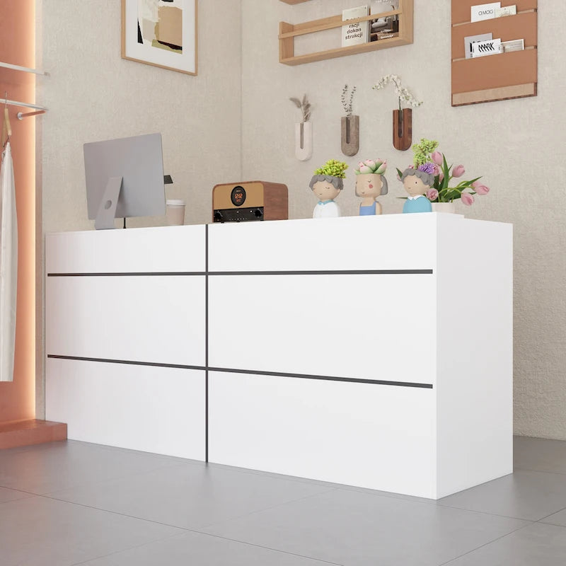 Reception Desk,Transaction Counter Top, Laminate Desktop, Front Table