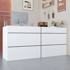 White Reception Desk Counter - Multi-Functional Storage Cabinet - 86.6"W x 39.3"H x 23.6"D - Office Front Table