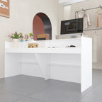 White Reception Desk Counter - Multi-Functional Storage Cabinet - 86.6"W x 39.3"H x 23.6"D - Office Front Table