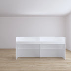 White Reception Desk Counter - Multi-Functional Storage Cabinet - 86.6"W x 39.3"H x 23.6"D - Office Front Table