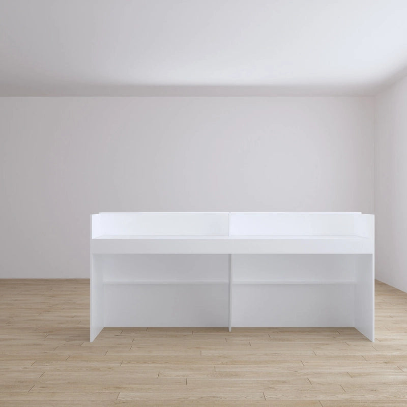 White Reception Desk Counter - Multi-Functional Storage Cabinet - 86.6"W x 39.3"H x 23.6"D - Office Front Table
