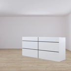 White Reception Desk Counter - Multi-Functional Storage Cabinet - 86.6"W x 39.3"H x 23.6"D - Office Front Table