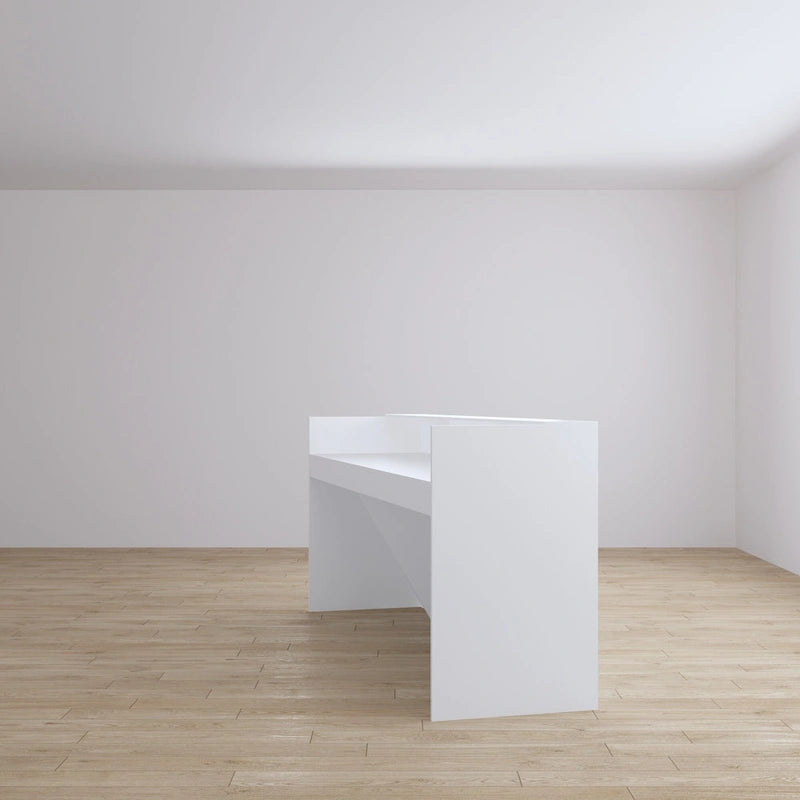 White Reception Desk Counter - Multi-Functional Storage Cabinet - 86.6"W x 39.3"H x 23.6"D - Office Front Table