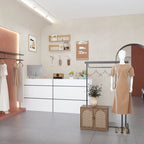 White Reception Desk Counter - Multi-Functional Storage Cabinet - 86.6"W x 39.3"H x 23.6"D - Office Front Table