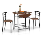 31.5" Drop Leaf Dining Table Set for 2 - Metal Frame Wood Top - Round Small Space Kitchen - 29.9"H x 31.5"W