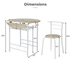 31.5" Drop Leaf Dining Table Set for 2 - Metal Frame Wood Top - Round Small Space Kitchen - 29.9"H x 31.5"W