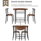 31.5" Drop Leaf Dining Table Set for 2 - Metal Frame Wood Top - Round Small Space Kitchen - 29.9"H x 31.5"W