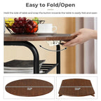 31.5" Drop Leaf Dining Table Set for 2 - Metal Frame Wood Top - Round Small Space Kitchen - 29.9"H x 31.5"W