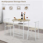 31.5" Drop Leaf Dining Table Set for 2 - Metal Frame Wood Top - Round Small Space Kitchen - 29.9"H x 31.5"W