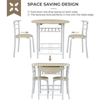31.5" Drop Leaf Dining Table Set for 2 - Metal Frame Wood Top - Round Small Space Kitchen - 29.9"H x 31.5"W