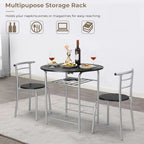 31.5" Drop Leaf Dining Table Set for 2 - Metal Frame Wood Top - Round Small Space Kitchen - 29.9"H x 31.5"W