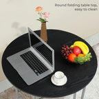 31.5" Drop Leaf Dining Table Set for 2 - Metal Frame Wood Top - Round Small Space Kitchen - 29.9"H x 31.5"W