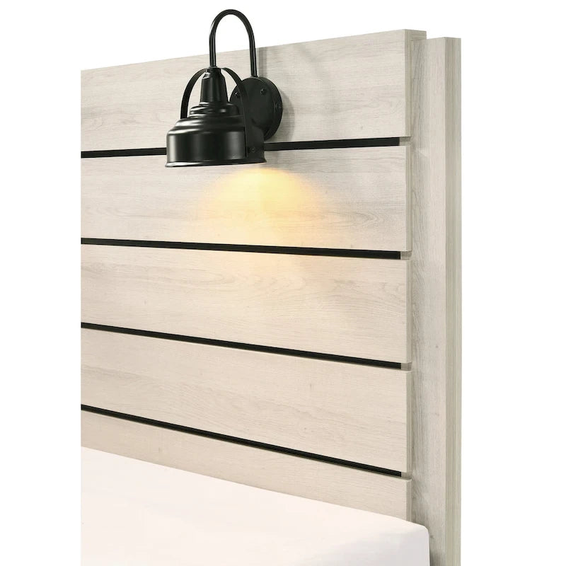 6 Piece White LED Panel Bedroom Set - Contemporary King/Queen/Full Bed Dresser Mirror Nightstands Chest