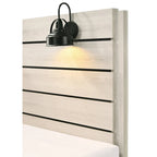6 Piece White LED Panel Bedroom Set - Contemporary King/Queen/Full Bed Dresser Mirror Nightstands Chest