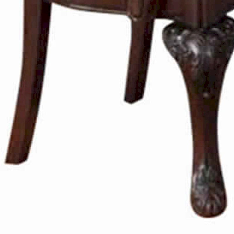 Traditional Rubber Wood Arm Chairs Set of 2 - Brown Espresso - Faux Leather Upholstered - 26"W x 24"D x 43"H