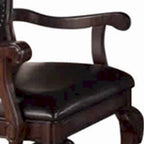 Traditional Rubber Wood Arm Chairs Set of 2 - Brown Espresso - Faux Leather Upholstered - 26"W x 24"D x 43"H