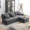 Modern 4-Seat L-Shaped Convertible Sofa - Reversible Chaise - Skirted Design - Living Room Sectional
