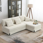 Modern 4-Seat L-Shaped Convertible Sofa - Reversible Chaise - Skirted Design - Living Room Sectional