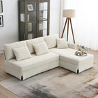 Modern 4-Seat L-Shaped Convertible Sofa - Reversible Chaise - Skirted Design - Living Room Sectional